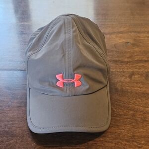 Under Armour Hat Gray Baseball Cap With Pink Logo